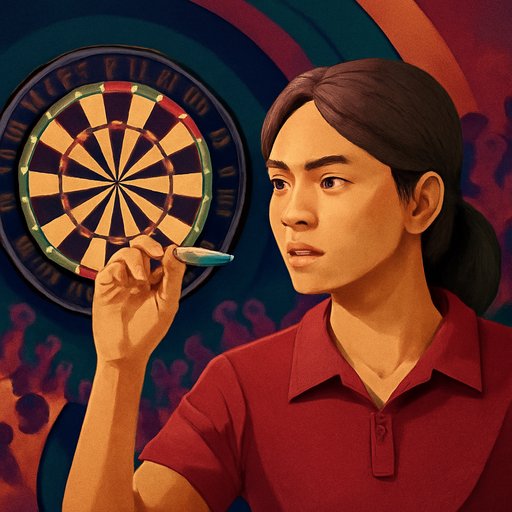 9a999 ইনডোর ডার্ট বোর্ডের সামনে ফোকাস করা মুখ